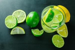 Lemonade with fresh lemon photo