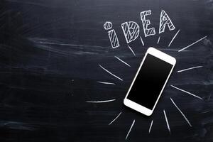 idea drawn with chalk on a blackboard photo