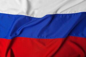 close up shot of wavy flag of Russia photo