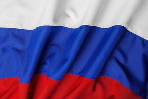 close up shot of wavy flag of Russia photo