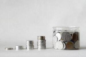 Stack of growth coin on table photo