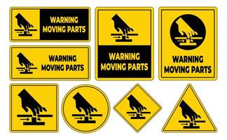 Caution Signs for Moving Parts in Various Shapes vector