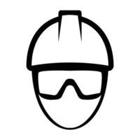 Worker Icon with Helmet and Safety Goggles Design vector