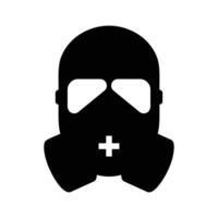 Black silhouette of a gas mask icon on white background vector