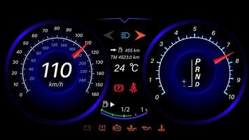Speedometer speed car auto dashboard design. vector