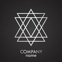 linear triangles symbol 3d silver logo vector