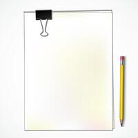 papers with binder clip and pencil vector