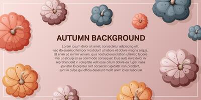 Autumn background with pumpkins. Design with text for layout, banner or website. vector