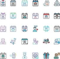 Father's Day Line color Icon Set. Editable Stroke vector