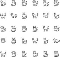 Cat line icon set. Editable stroke and pixel perfect vector