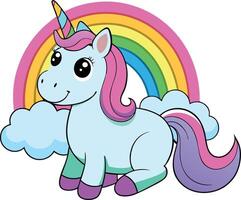 unicorn with a rainbow vector