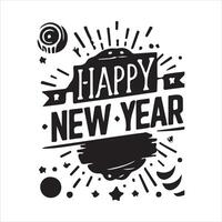 graphic with the words Happy New Year on a white backdrop vector