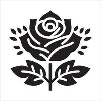 Rose silhouette in flat design vector