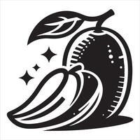 Mango art white background with mango silhouette graphic drawing vector