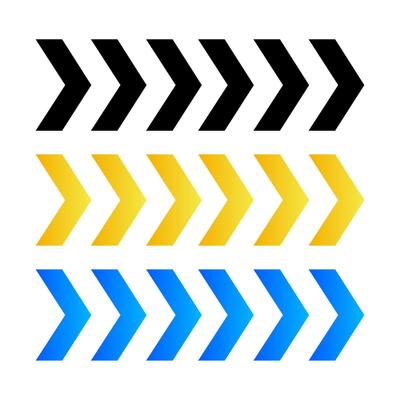 Set of horizontal chevron arrows. Ornaments with repeating V-shaped stripes. illustration
