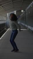Dynamic Urban Runner in Motion at a Busy Transit Station during Peak Commuting Hours video