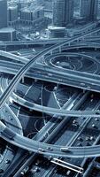 A breathtaking Aerial View of a bustling Urban Highway Interchange at peak commuting hours video