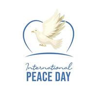 Poster concepts of International day of Peace with dove peace flying and wording of event in flat style and example texts on light blue background. vector