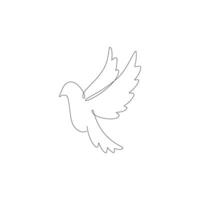 White dove in one continuous line drawing. Bird symbol of peace and freedom in simple linear style. Concept for national labor movement icon. Editable stroke. Doodle outline illustration vector