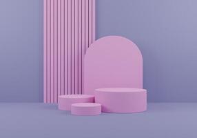 Abstract Pink Platforms with Vertical Lines on Purple Backdrop photo