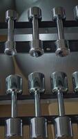 Shiny Dumbbells on a Rack Ideal for Achieving Effective and Efficient Workouts Regularly video