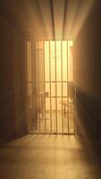The Light Shining Through Prison Bars in a Dark and Dimly Lit Hallway of Isolation video