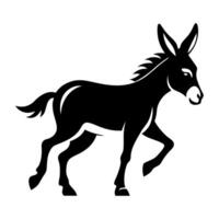 Donkey silhouette on white background vector