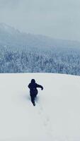 A Person Walking Through Deep Snow in a Beautiful Winter Landscape with Peaceful Serenity video