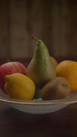 A Vibrant Array of Colorful Fruits Artfully Arranged on a Decorative Plate for Display video