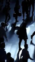 Silhouetted Figures Walking in a Vibrant Urban Environment with intricate dynamics and movement video