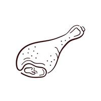Chicken drumsticks logo in line art style. Raw or cooked legs of poultry with meat, bone and skin. Design for butchers shop, farm market, restaurant menu. Isolated on a white background. vector
