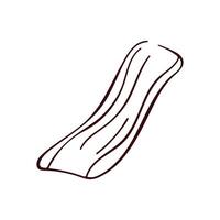Bacon icon in line art style. Crispy strip of pork design for meat menu restaurant. Isolated on a white background. vector