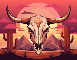 A bull skull with horns in the desert vector