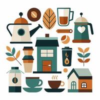 Coffee and tea icons set vector