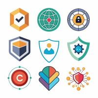 A set of different types of security and security related icons vector