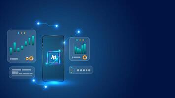 Ai Artificial intelligence in Finance Fintech editable vector