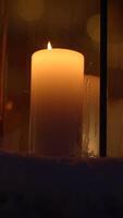 The Warm Candle Glow Radiates Beautifully in a Lantern, Creating a Lovely Atmosphere video