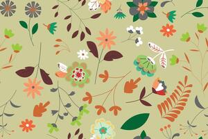 Abstract flat hand draw floral pattern background. . vector