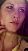A Contemplative Woman with a Captivating Expression Illuminated by Beautiful Natural Light video