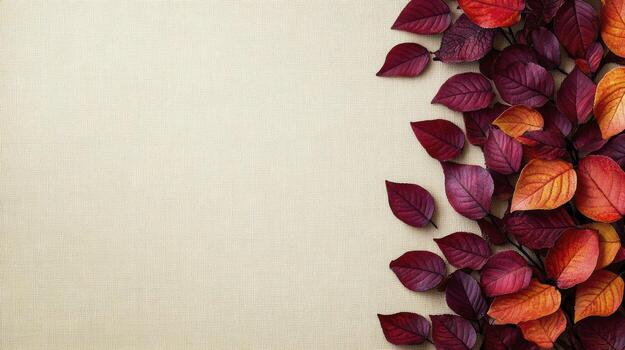 Autumn leaves border creating empty copy space background photo