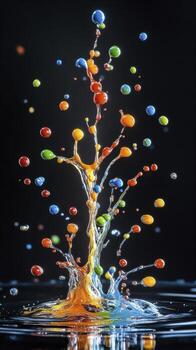 Colorful paint splashing in water creating abstract shape photo