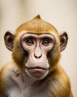 A monkey with a serious look on its face photo