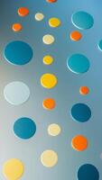 A colorful polka dot pattern is shown on a surface photo