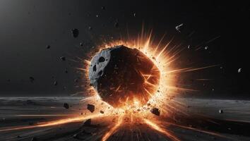 An asteroid is being hit by a large object photo