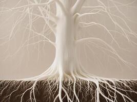 A tree with roots and leaves photo