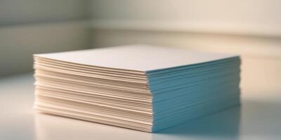 Stack of white paper on a table photo
