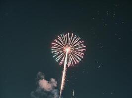 A colorful fireworks is lit up in the sky photo
