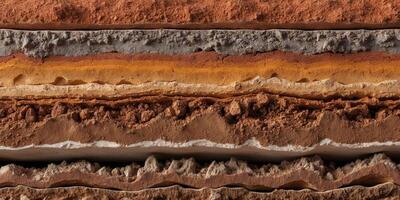 A close up of a layer of different colored rocks photo