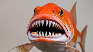 A close up of a fish with its mouth open photo