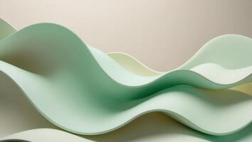 3d rendering of a wave of green paper photo